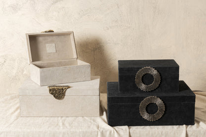 Hazael Black suede box silver handle set of 2 PTMD