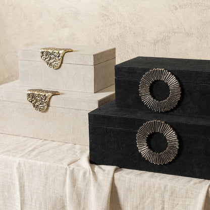 Hazael Black suede box silver handle set of 2 PTMD