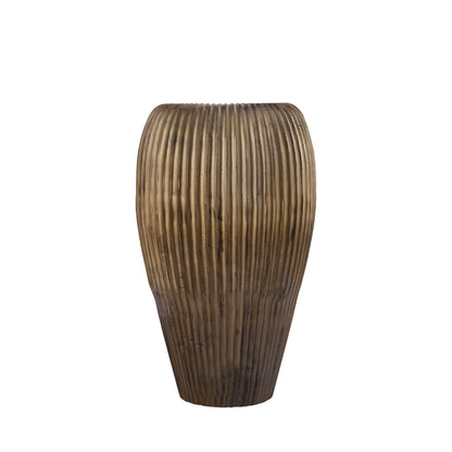 Russel Gold Alu Round Pot Ribbed High 35x32x63cm PTMD