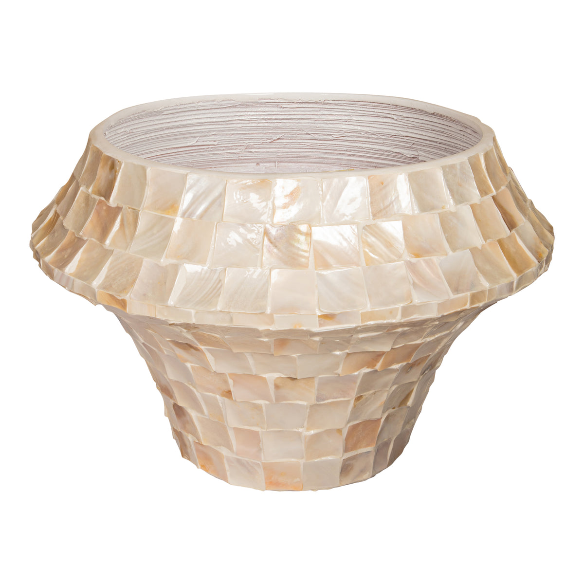 Daven Cream Poly Shell Bamboo Pot Rond Low Large PTMD