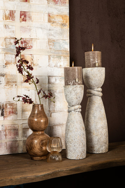 Ornan Grey cement candle holder round detail S PTMD