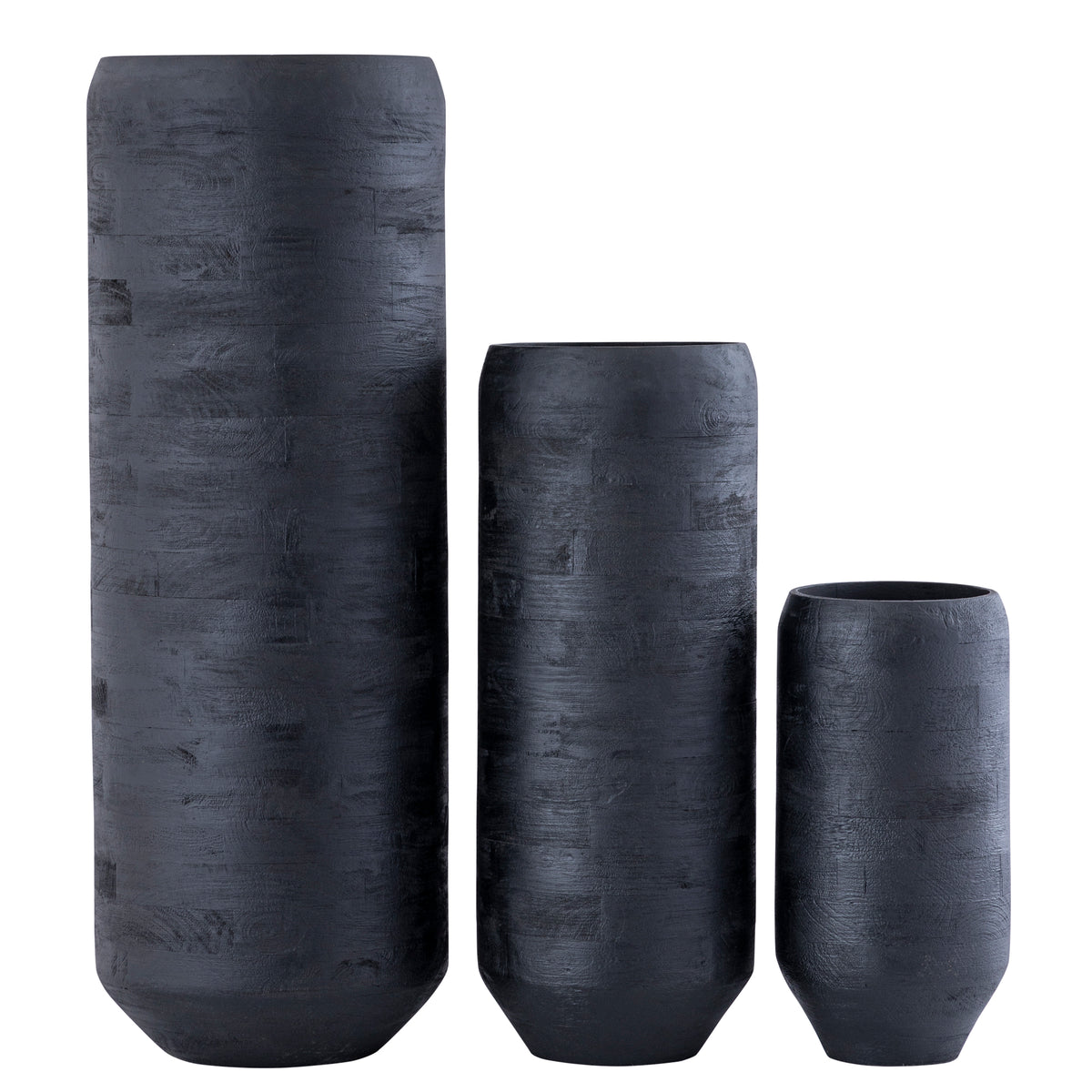 Gerd Black Mango Wood Pot Rounded Border L Dia30cmxH84cm PTMD