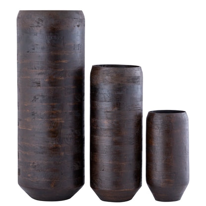 Gerd Brown Mango Wood Pot Rounded Border M Dia 24cmxH60cm PTMD