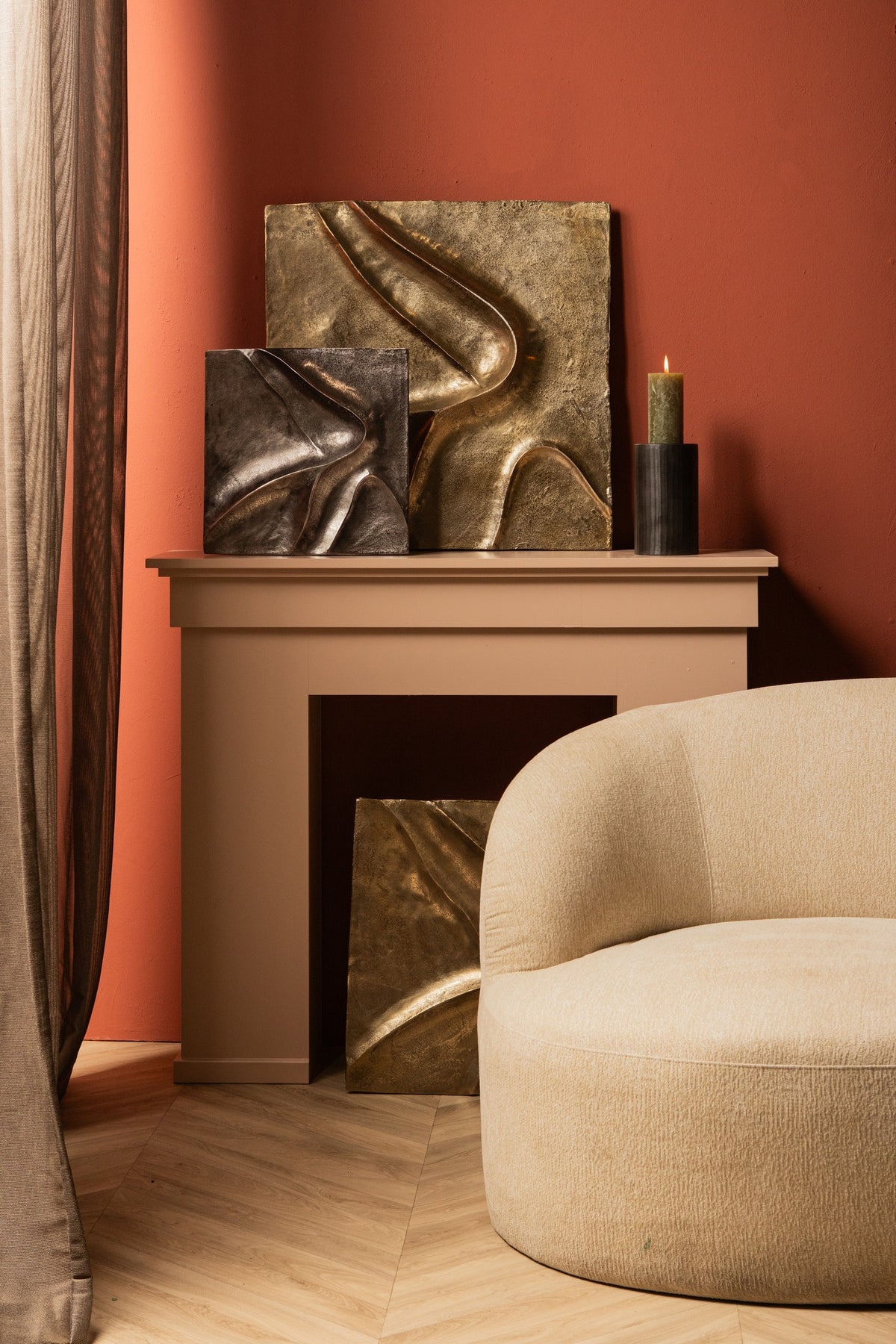 Wandpaneel Gihan - 70x5x70 cm - Aluminium - Zilver PTMD