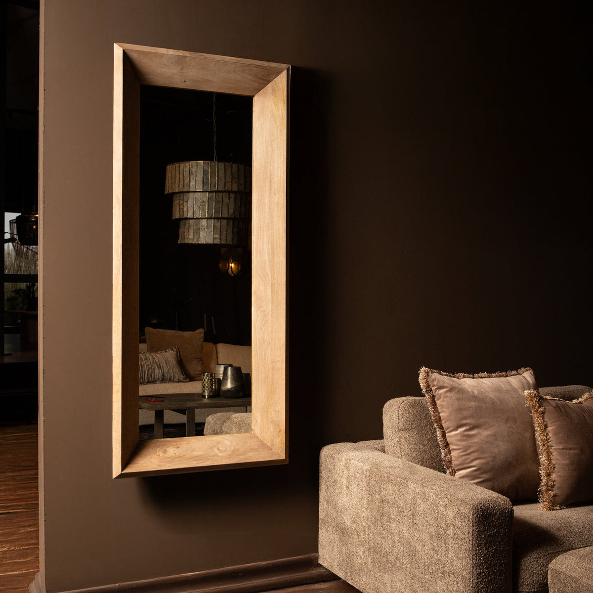 Nicka Spiegel Rechthoek Mangohout Naturel S 70,5x13,5x160cm PTMD
