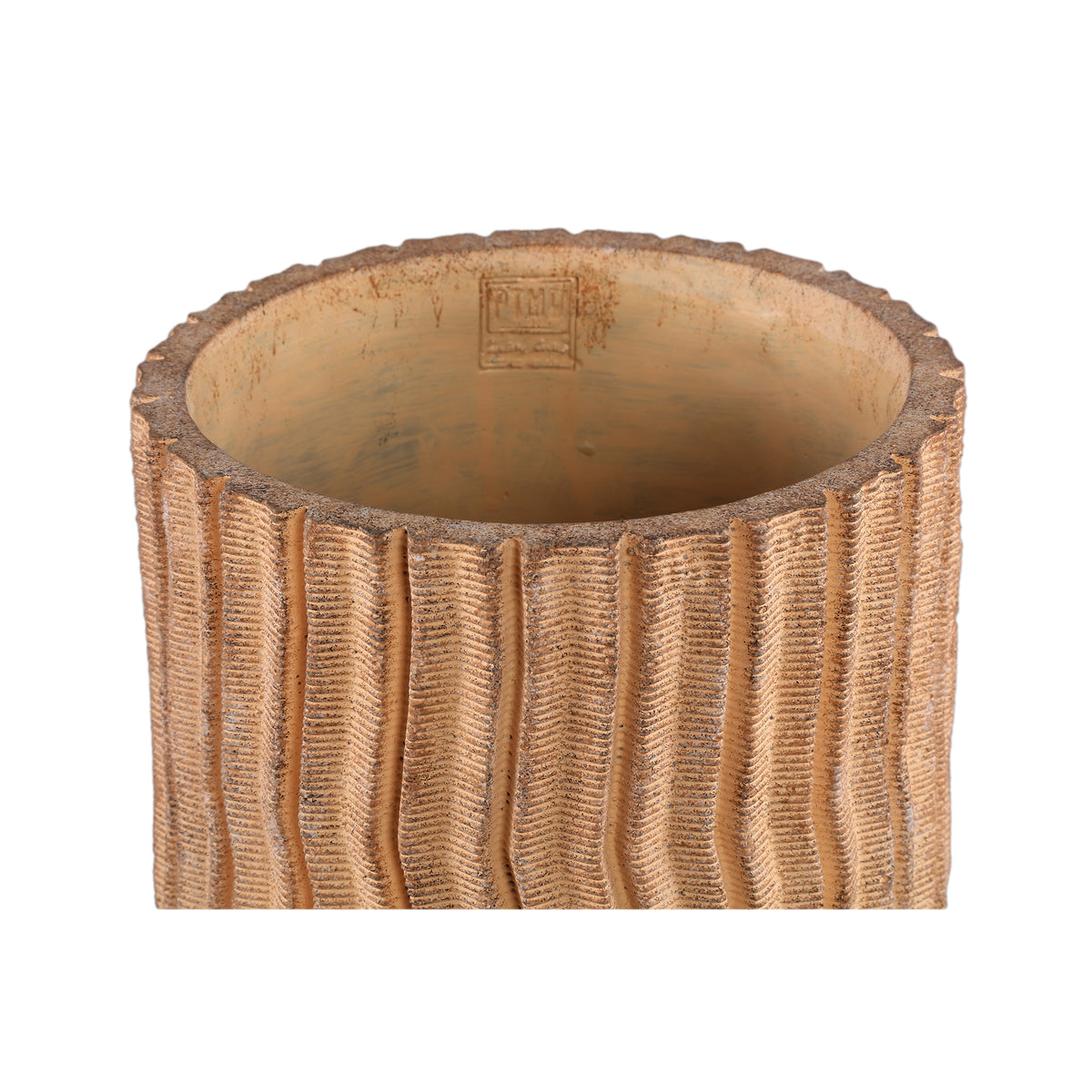 Bloempot Zanaya Hoog Geribbeld Cement Lichtbruin Large PTMD