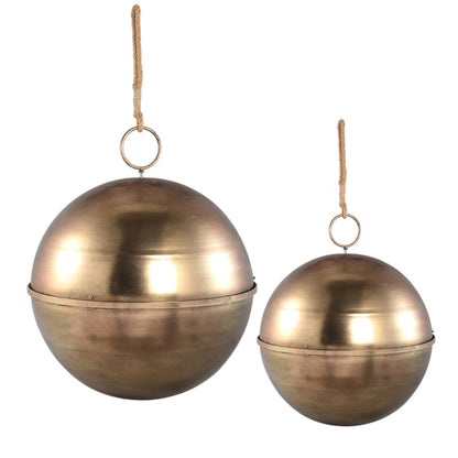 Set van 2 Alva Gouden Hangende IJzeren Kerstballen PTMD