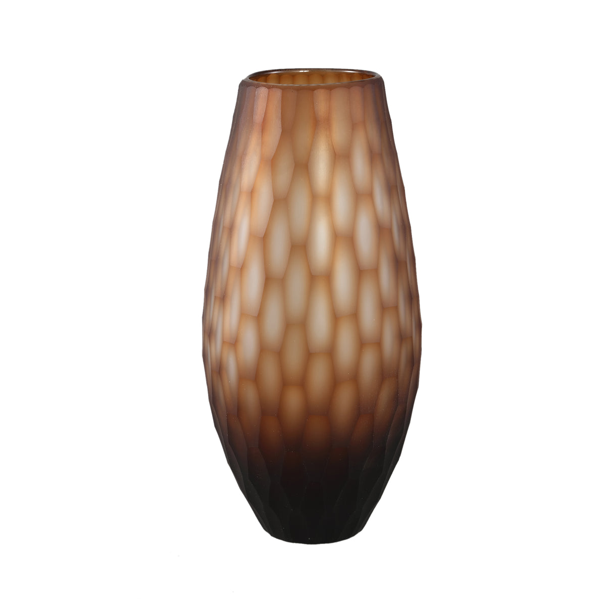 Niels Dark Brown Handcut Solid Glass Vase Round L PTMD