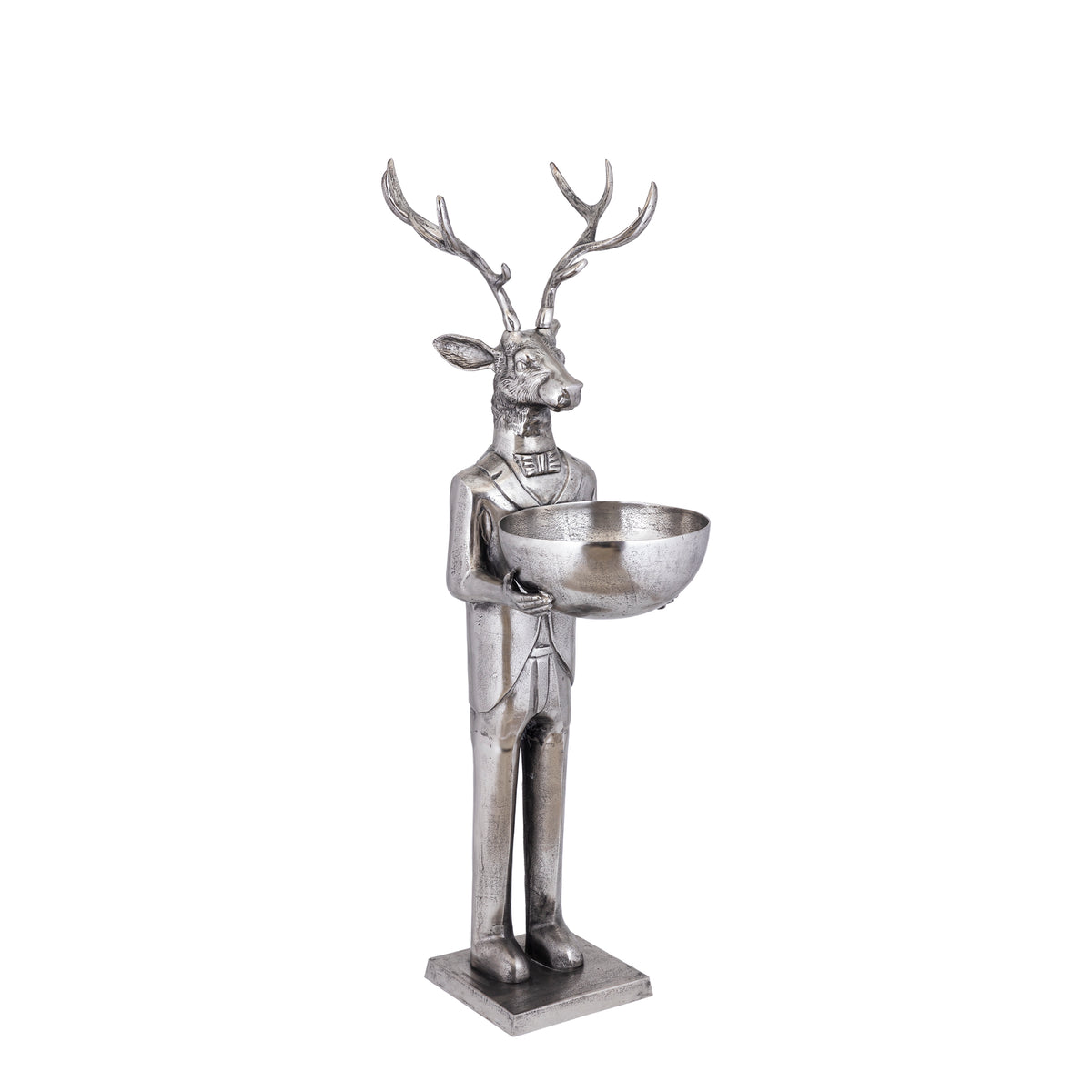 Rendier Beeld met Schaal Gun Metal 155cm Medium PTMD