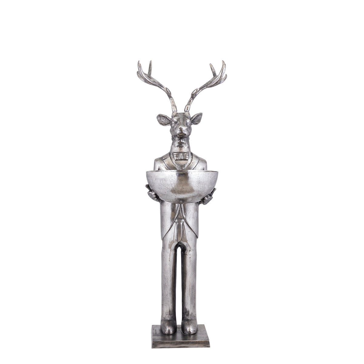 Rendier Beeld met Schaal Gun Metal 155cm Medium PTMD