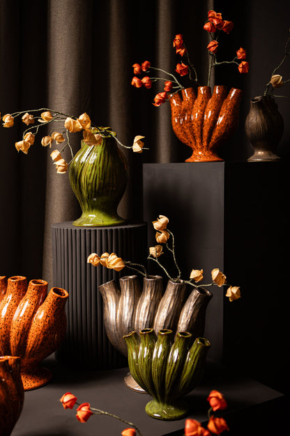 Gylian Bronze Tubes Shaped Ceramic Vase L 33x17.5x30cm PTMD