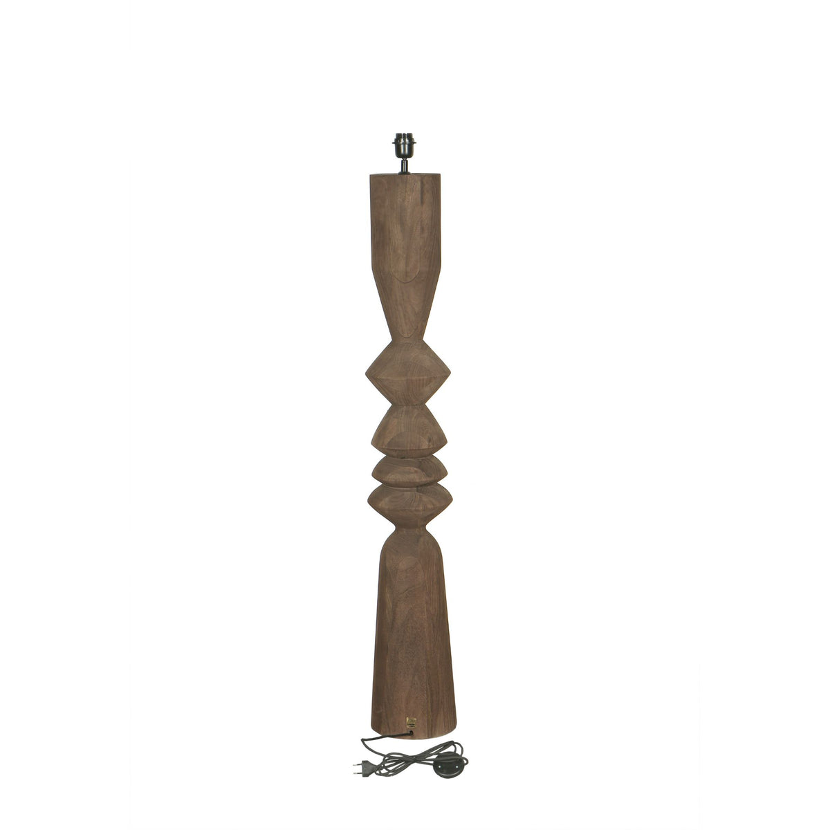Vloerlamp Elaine Bruin Mango Hout Rond Base H130cm PTMD
