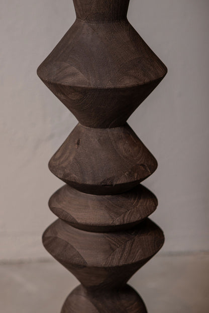 Vloerlamp Elaine Bruin Mango Hout Rond Base H130cm PTMD