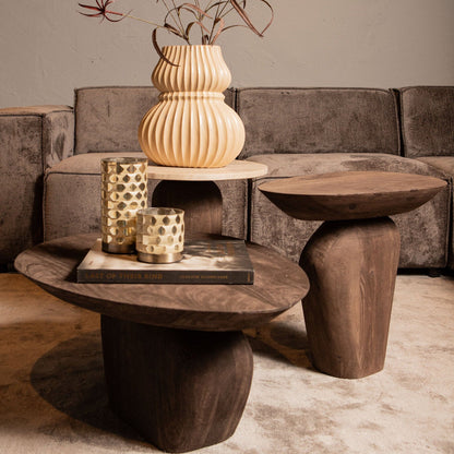 Harshad Brown Mango Wood Side Table Organic PTMD