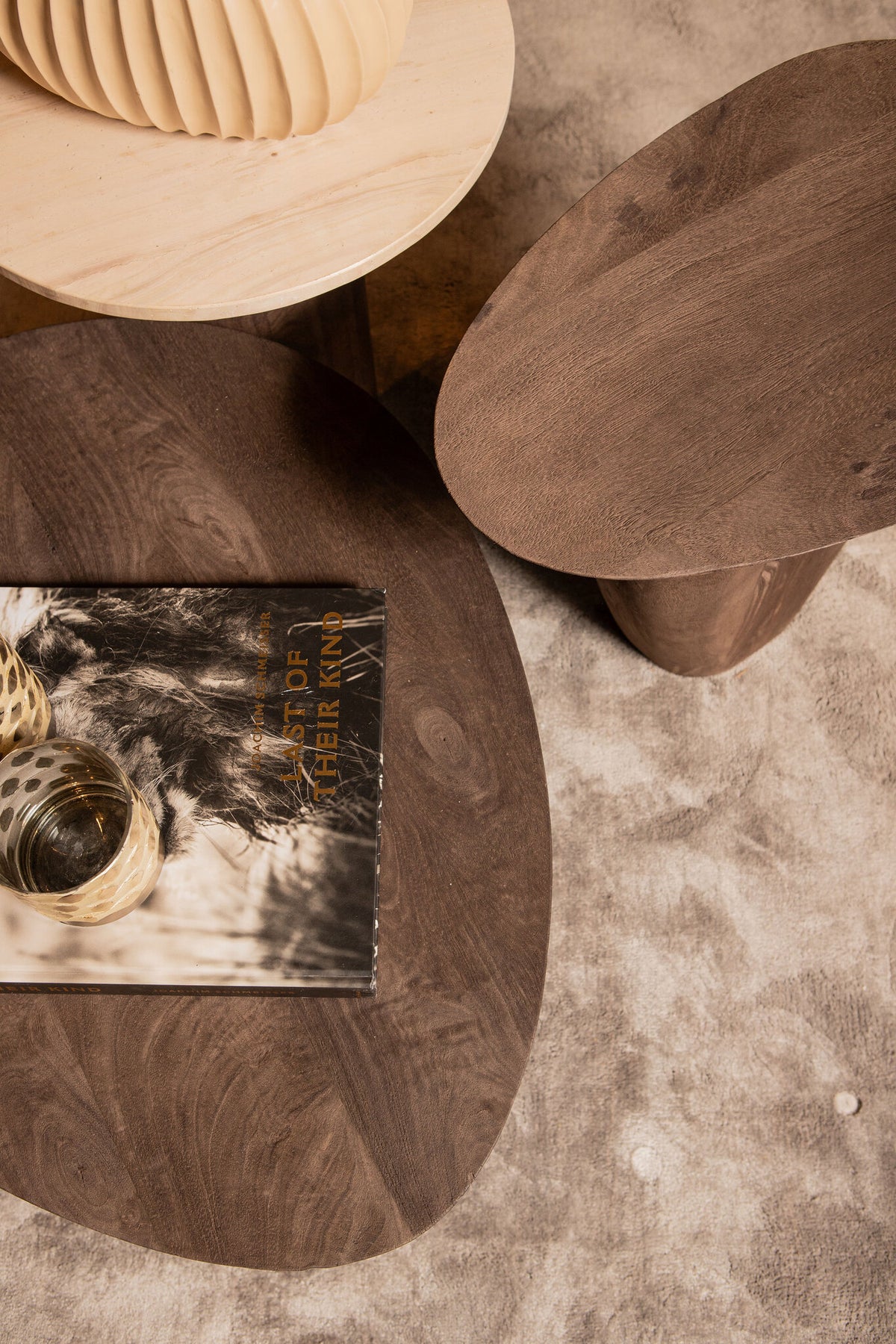 Harshad Brown Mango Wood Side Table Organic PTMD