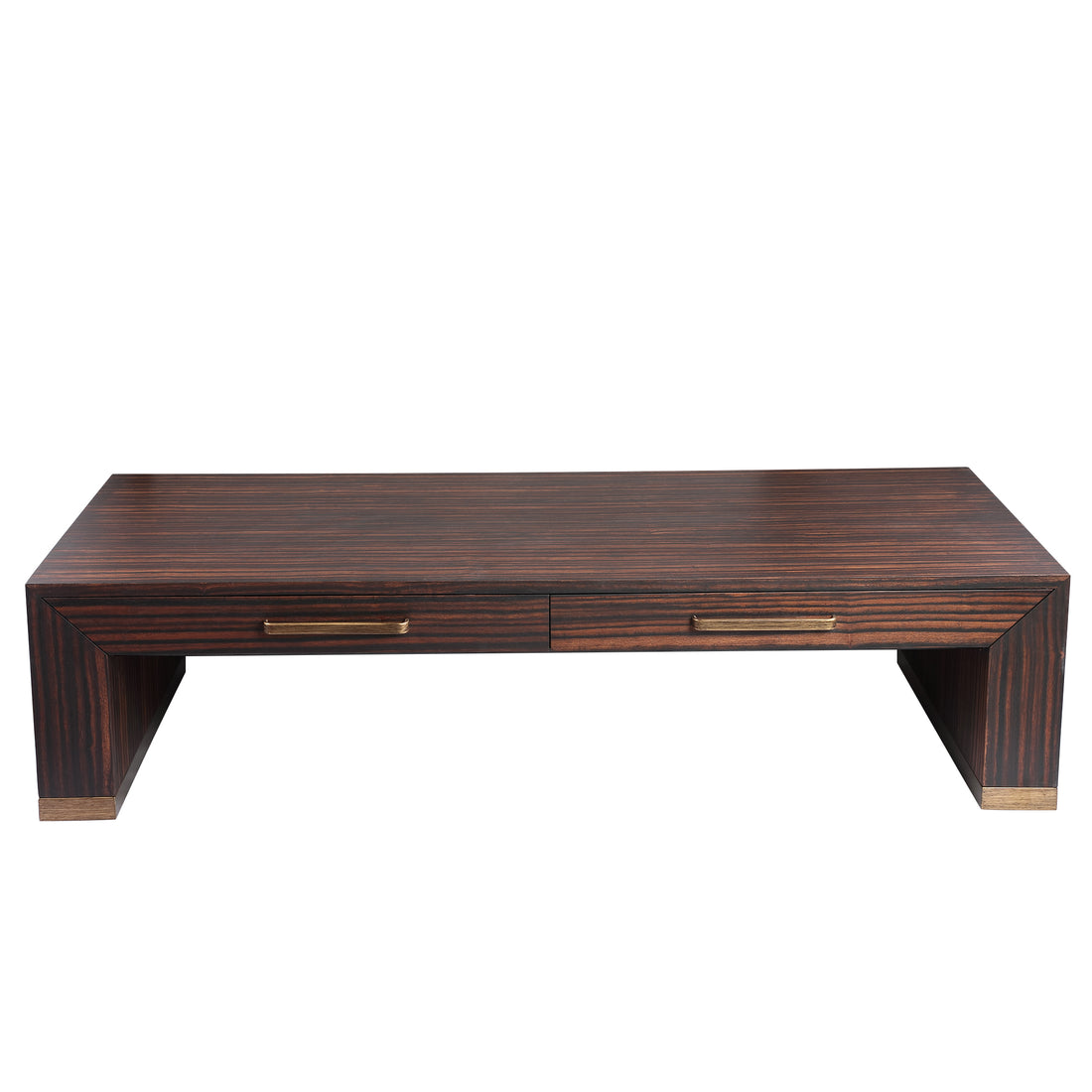 Tiess Brown Wooden Veneer Coffeetable 2 Drawers PTMD