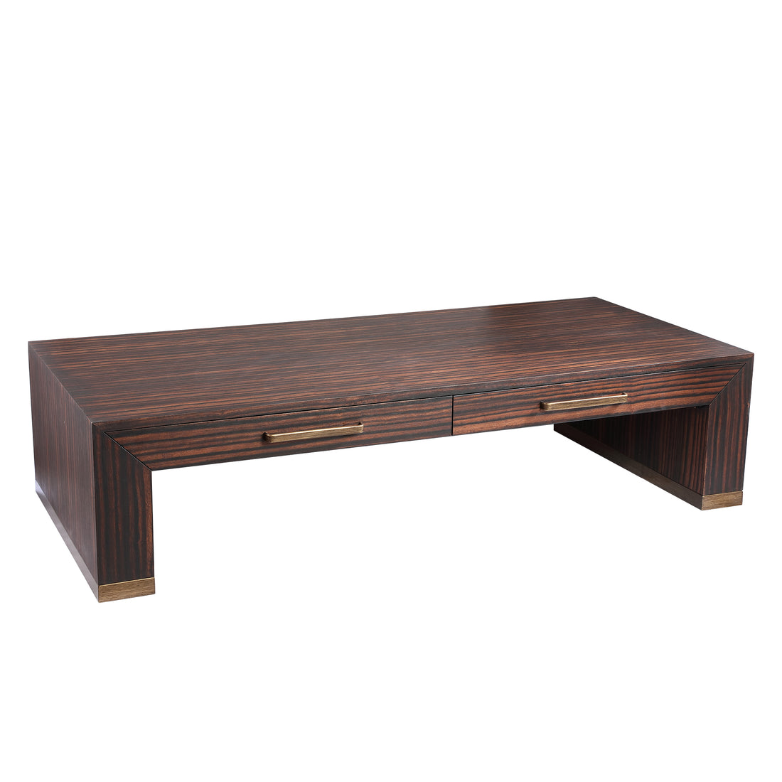 Tiess Brown Wooden Veneer Coffeetable 2 Drawers PTMD