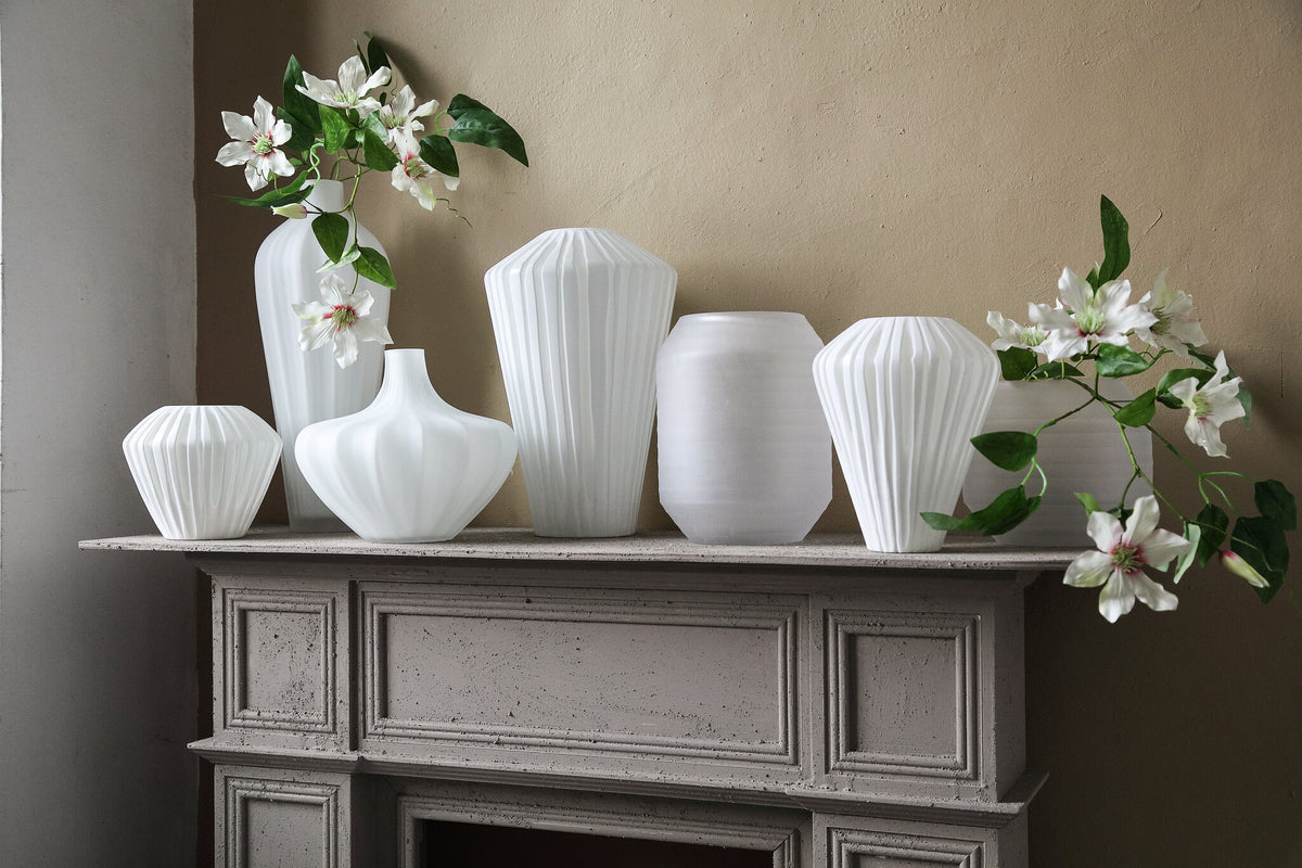 Ireka White Handcut Solid Glass Angular Round M PTMD