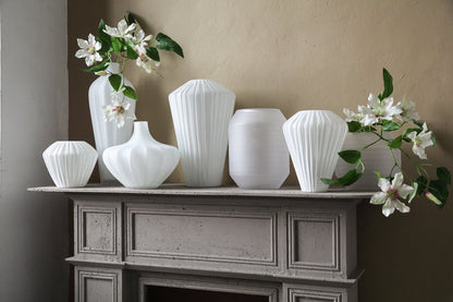 Ireka White Handcut Solid Glass Angular Round M PTMD