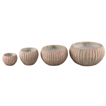 Outdoor Kaars Elora Bruin Cement Ribbel Extra Large PTMD
