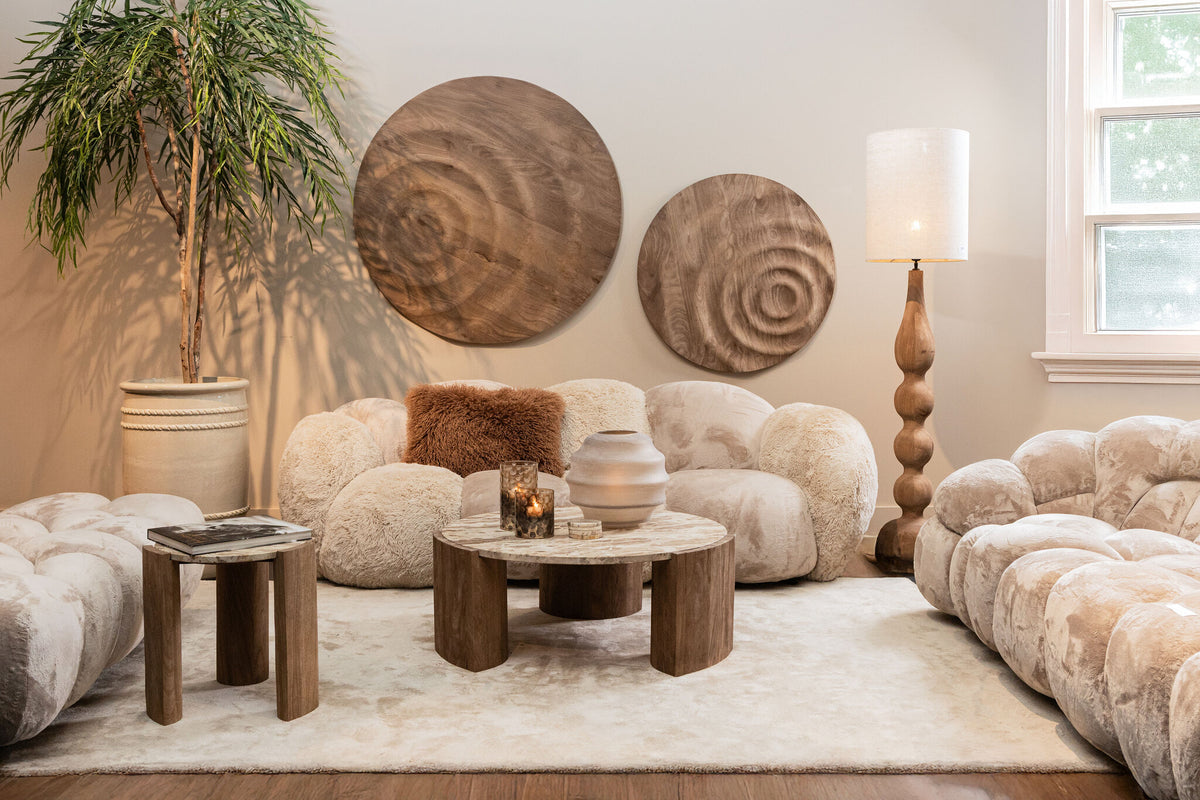 Onderzetters Jaidan Naturel Versteend Hout Set van 3 PTMD