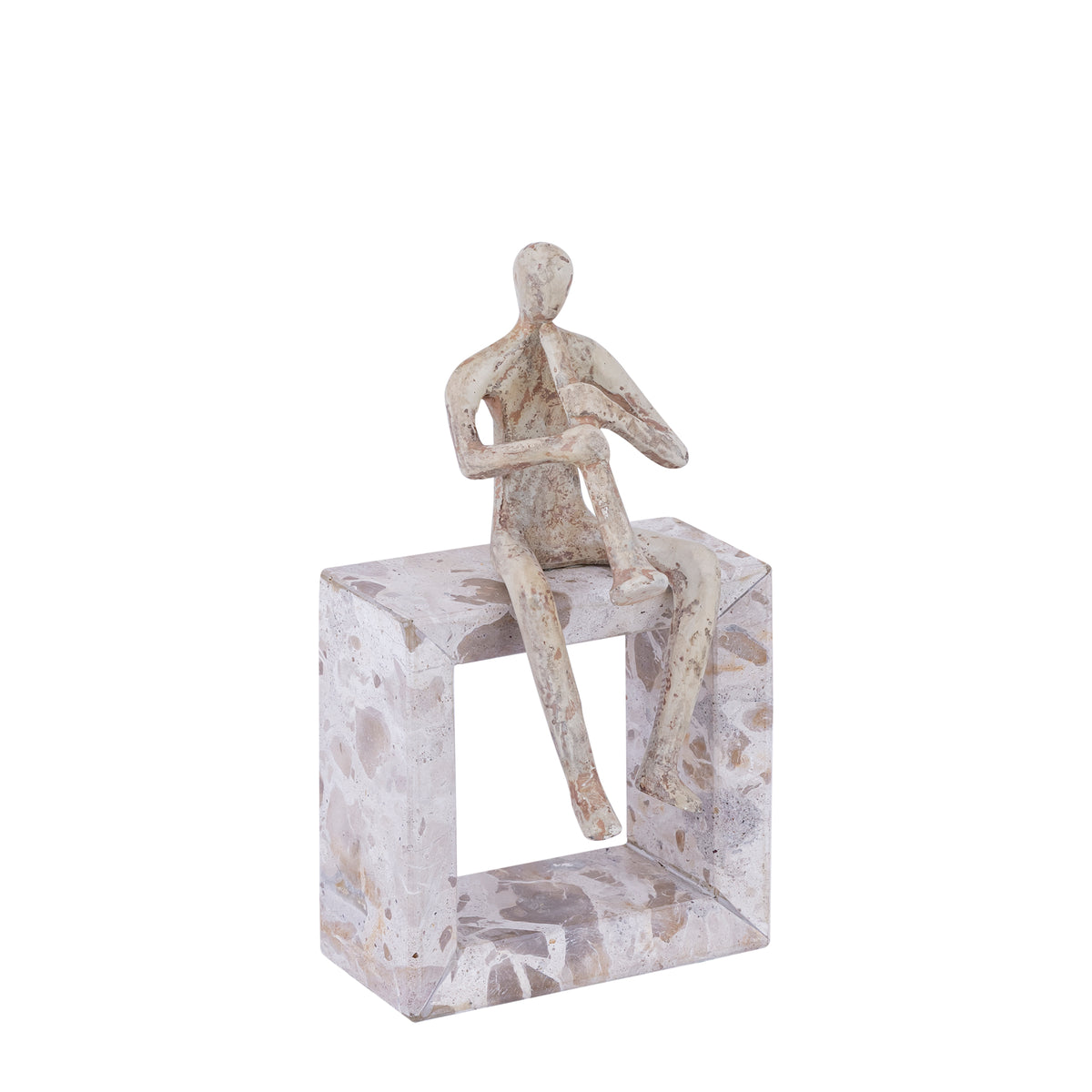 Aleria Beige Casted Alu Trumpet Man On Marble Base PTMD
