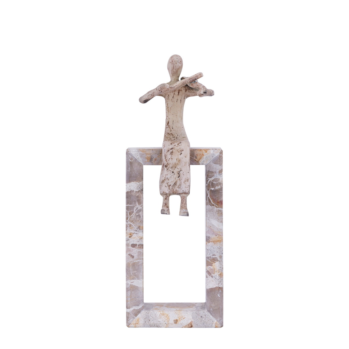 Aleria Beige Casted Alu Violin Lady On Marble Base PTMD