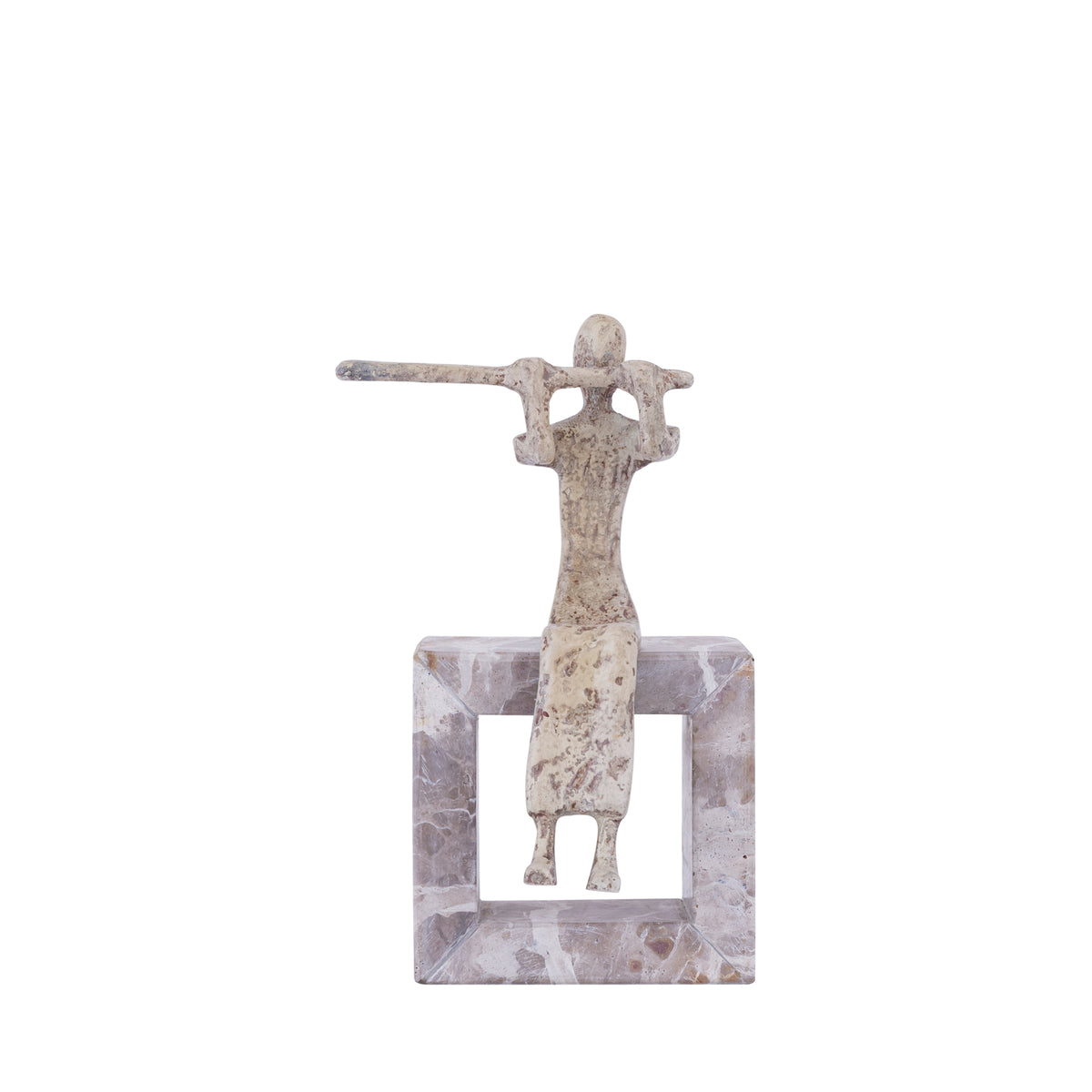 Aleria Beige Casted Alu Flute Lady On Marble Base PTMD