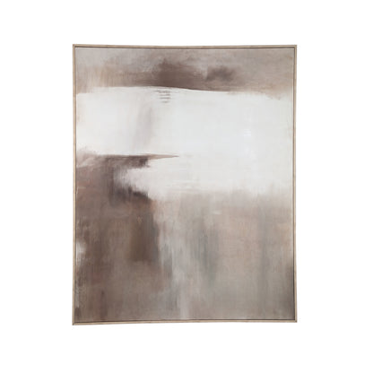 Abstract Wandpaneel Olger Beige Canvas Ingelijst PTMD