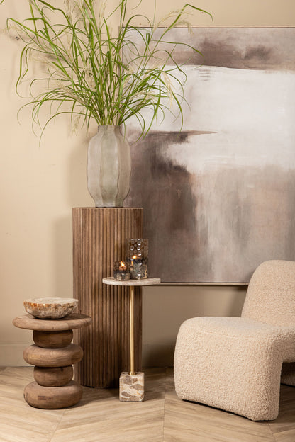 Ronde Sidetable Keven Geribbeld Mangohout Naturel PTMD