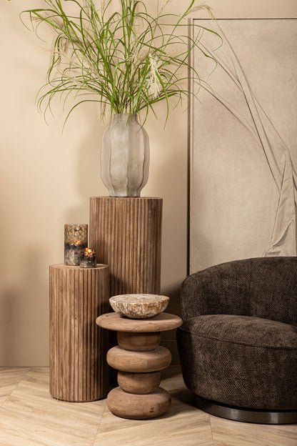 Ronde Sidetable Keven Geribbeld Mangohout Naturel PTMD