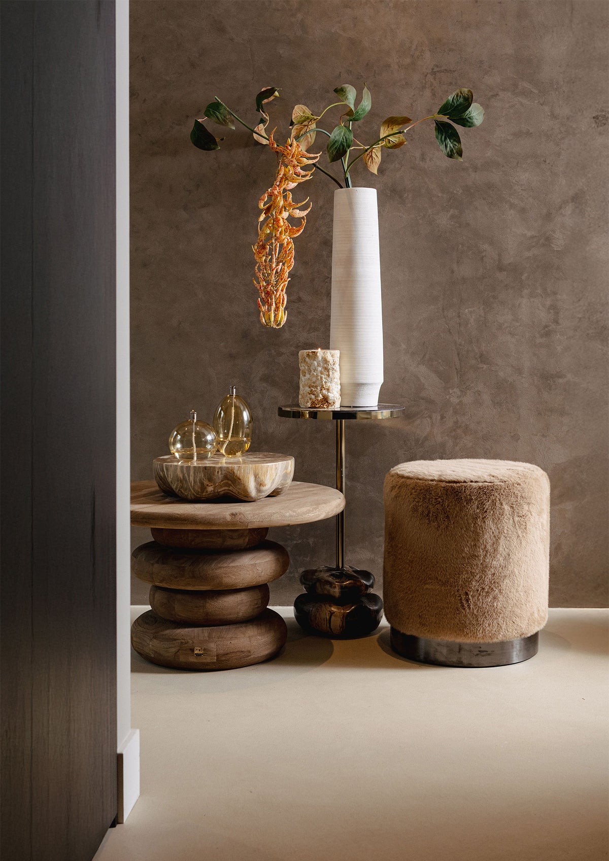 Salontafel Keven Naturel Mango Hout Ribbed Rond PTMD