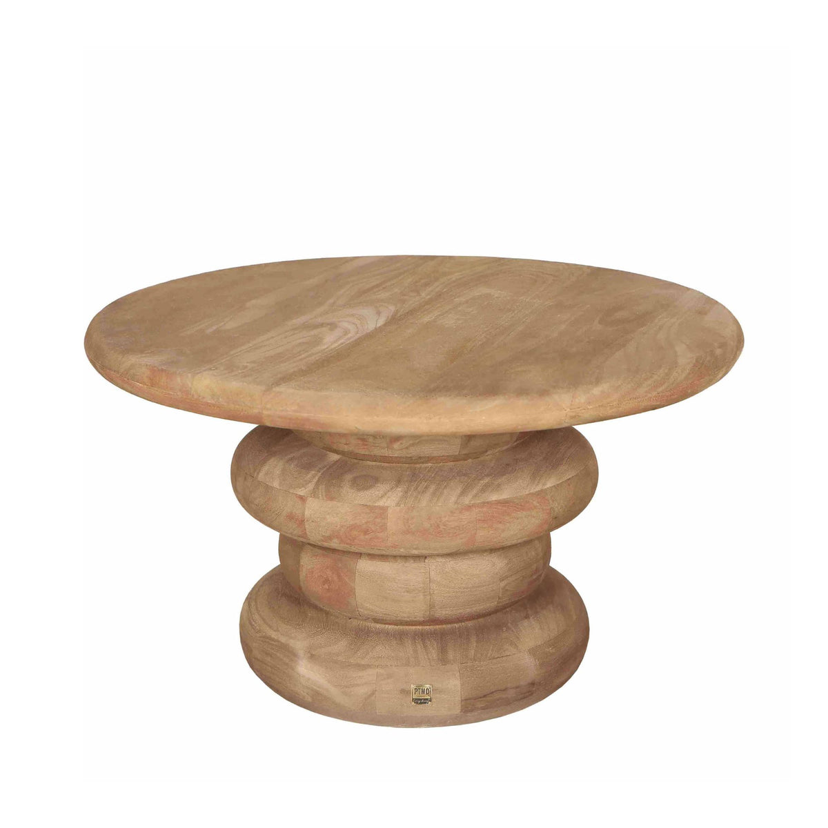 Salontafel Keven Naturel Mango Hout Ribbed Rond PTMD