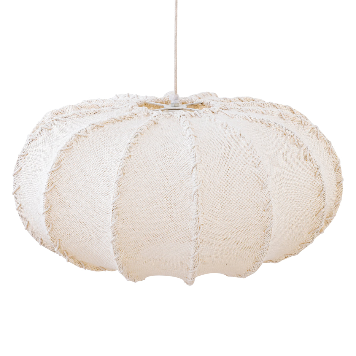 Hanglamp Myka Creme Jute Plat Rond Large PTMD