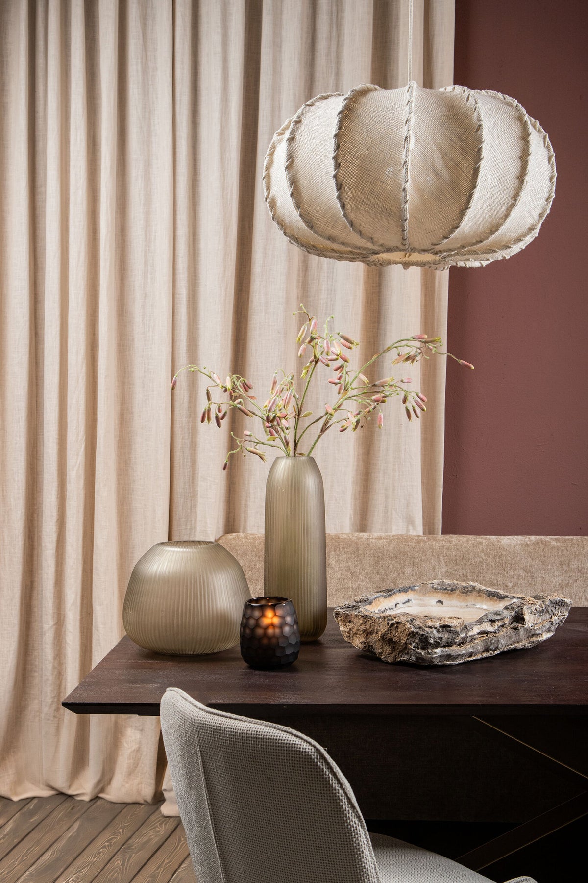 Hanglamp Myka Creme Jute Plat Rond Large PTMD