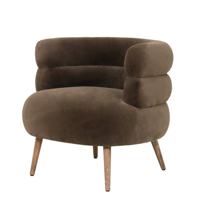 Nelly Dark Brown Fabric Fur Fauteuil PTMD
