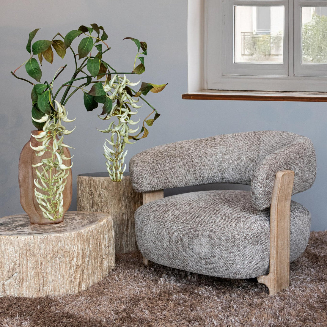 Mire Taupe Fauteuil Legacy 3 Mink Rubber wood PTMD