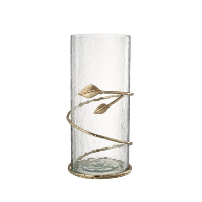 Glazen Windlichten met Gouden Bladeren Set van 3 J-Line