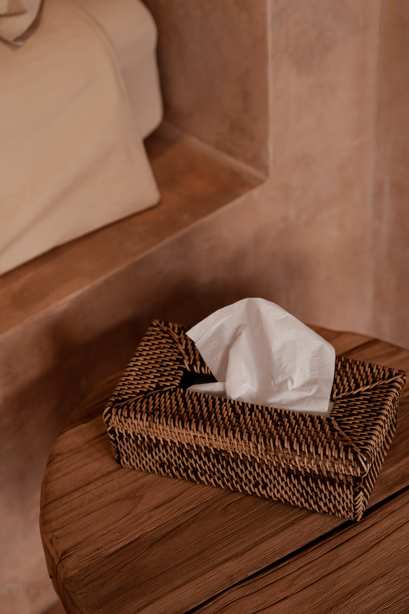 De Rattan Classic Tissuedoos - Naturel Bruin Bazar Bizar