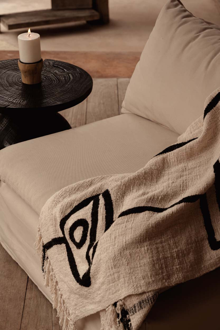 De Evil Eye Bedsprei - Naturel Zwart Bazar Bizar
