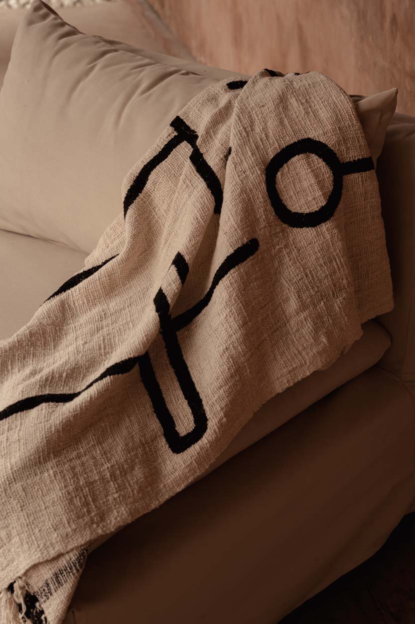 De Evil Eye Bedsprei - Naturel Zwart Bazar Bizar