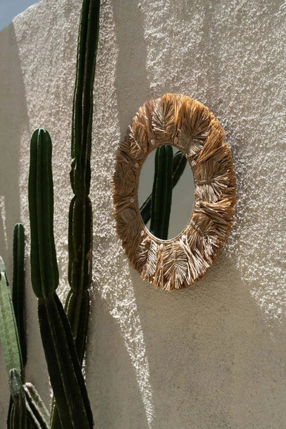 De Palm Tree Spiegel - Naturel - M 60x60cm Bazar Bizar