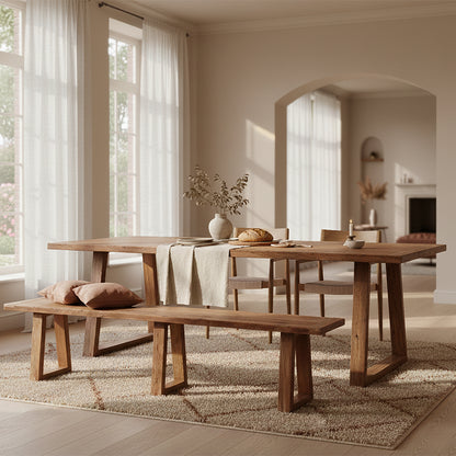 Teakhouten Eetkamerbank Farmwood 220cm Raw Materials