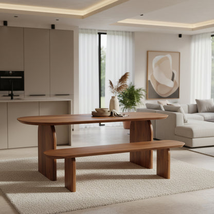 Eetkamerbank Bullnose Bruin Mangohout 240cm Raw Materials