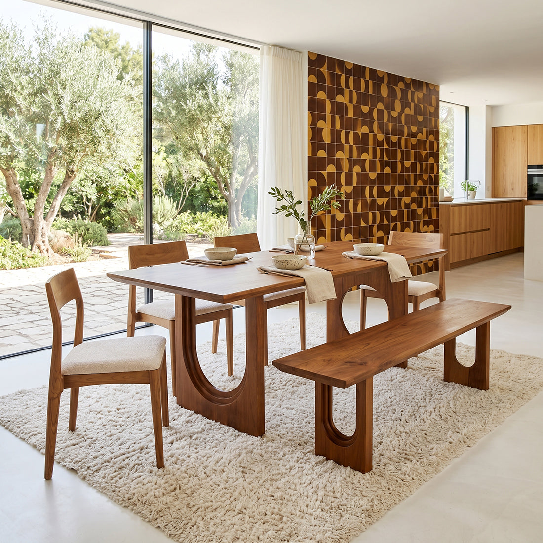 Eetkamerbank Bullnose Chamfered Mangohout 200cm Raw Materials