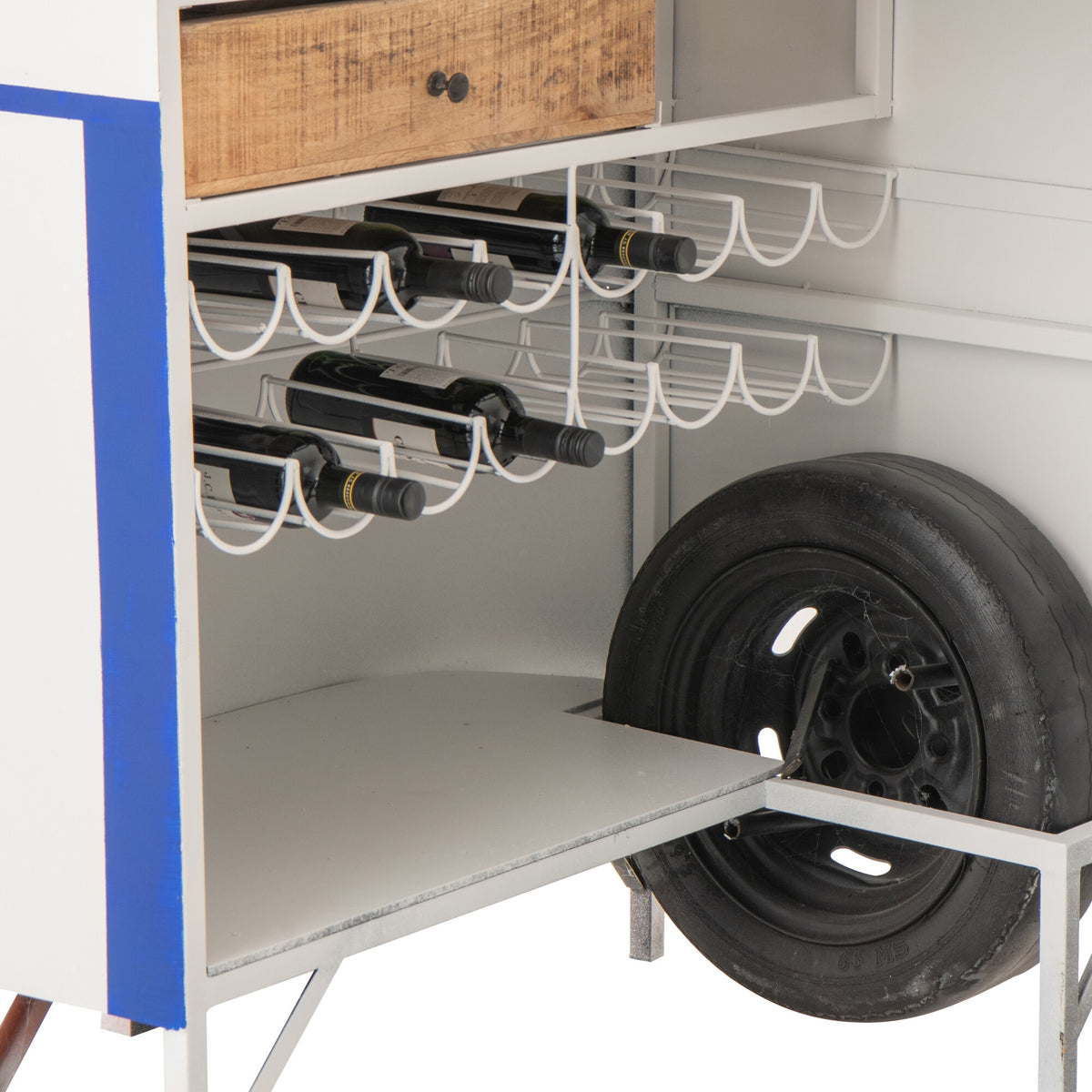 Barmeubel Retro Camper Blauw/Wit J-Line