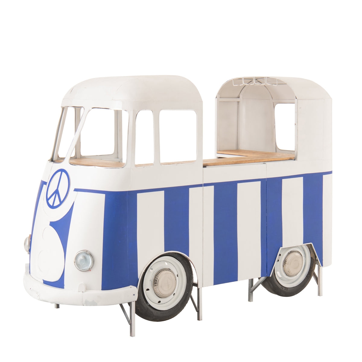 Barmeubel Retro Camper Blauw/Wit J-Line