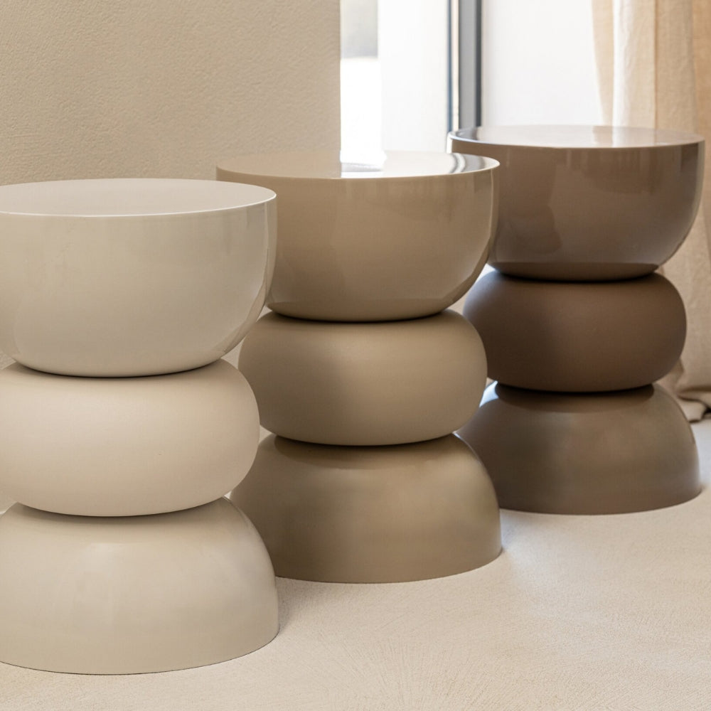 Bijzettafel Glanzend Mat Ijzer Beige J-Line