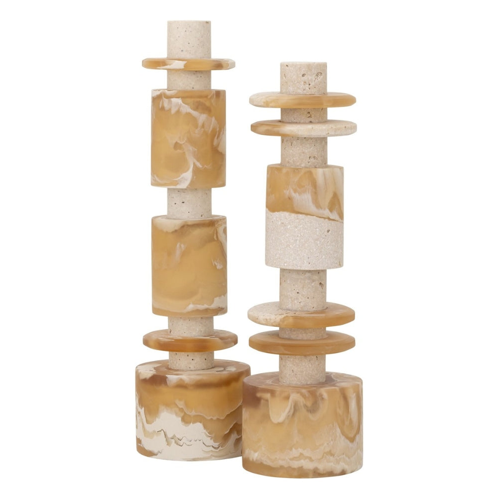 MUST Living Decoratief Beeld Alba Crème Bruin Set van 2