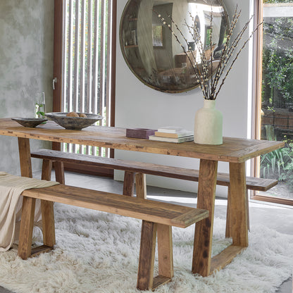 Teakhouten Eetkamerbank Farmwood 180cm Raw Materials